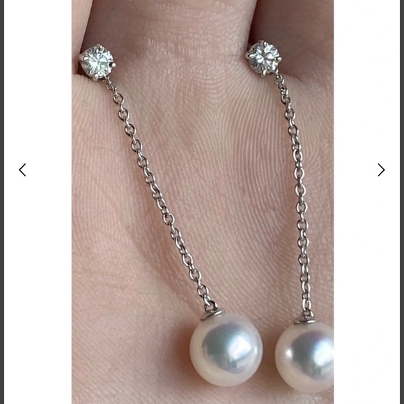 TIFFANY Signature Pearls Drop White Gold Earrings - Picture 1 of 6